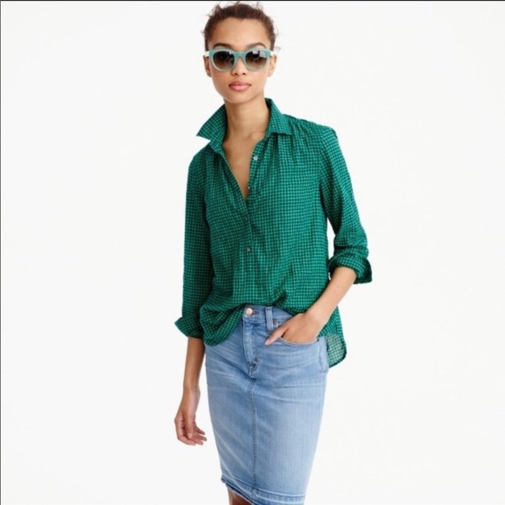J. Crew Tiny Gingham Popover Shirt